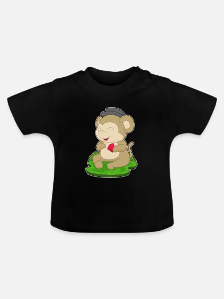 Affe Poker Pokerkarten - Baby Bio-T-Shirt mit Rundhals - Schwarz