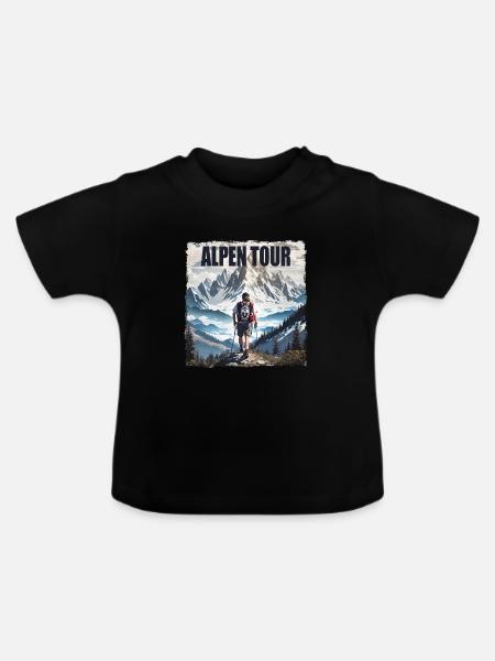 Alpen Tour - Baby Bio-T-Shirt mit Rundhals - Schwarz