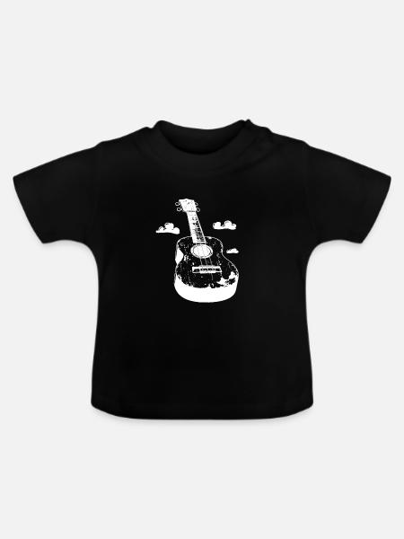 Ukulele Cartoon Look - Baby Bio-T-Shirt mit Rundhals - Schwarz