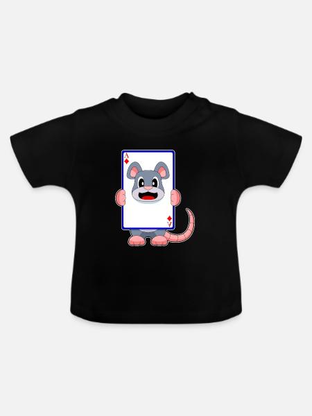 Maus Poker Pokerkarten - Baby Bio-T-Shirt mit Rundhals - Schwarz