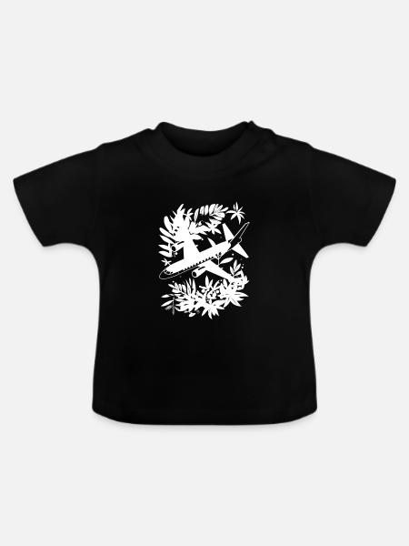 Flugzeug Comic Stil - Baby Bio-T-Shirt mit Rundhals - Schwarz