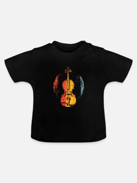 Geige Comic-Stil - Baby Bio-T-Shirt mit Rundhals - Schwarz