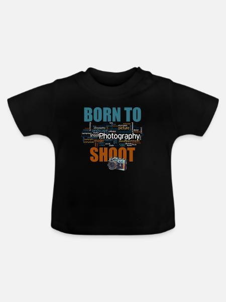 Born to shoot - Baby Bio-T-Shirt mit Rundhals - Schwarz