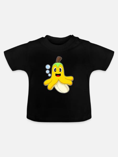 Krake Banane - Baby Bio-T-Shirt mit Rundhals - Schwarz