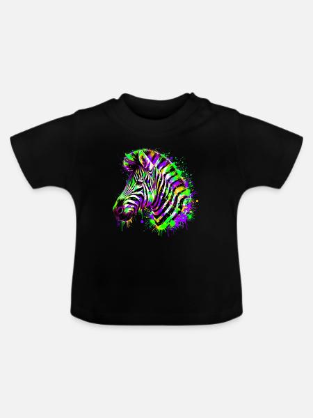 Zebra - Baby Bio-T-Shirt mit Rundhals - Schwarz