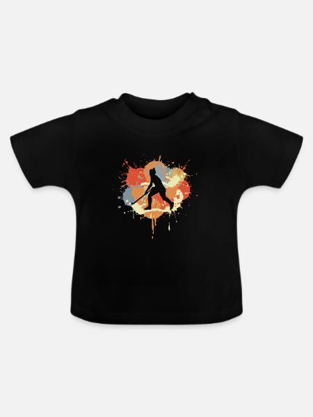 Hockeyspieler Zeichnung - Baby Bio-T-Shirt mit Rundhals - Schwarz