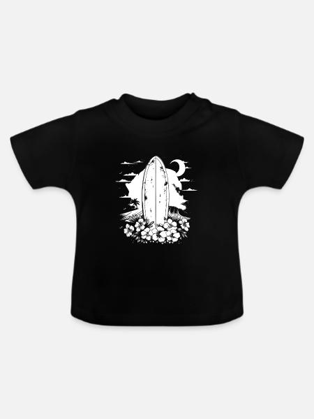 Surfbrett - Baby Bio-T-Shirt mit Rundhals - Schwarz