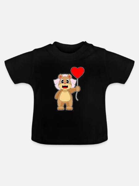 Bär Braut Luftballon Hochzeit - Baby Bio-T-Shirt mit Rundhals - Schwarz