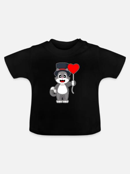 Katze Bräutigam Herz Hochzeit - Baby Bio-T-Shirt mit Rundhals - Schwarz