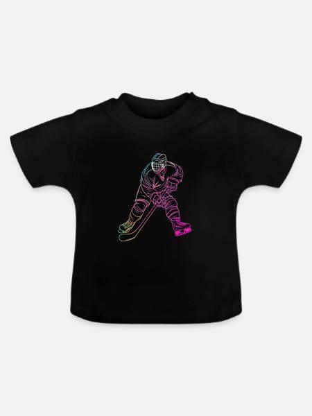 Eishockeyspieler - Baby Bio-T-Shirt mit Rundhals - Schwarz