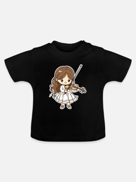 Violinistin Mädchen Cartoon - Baby Bio-T-Shirt mit Rundhals - Schwarz