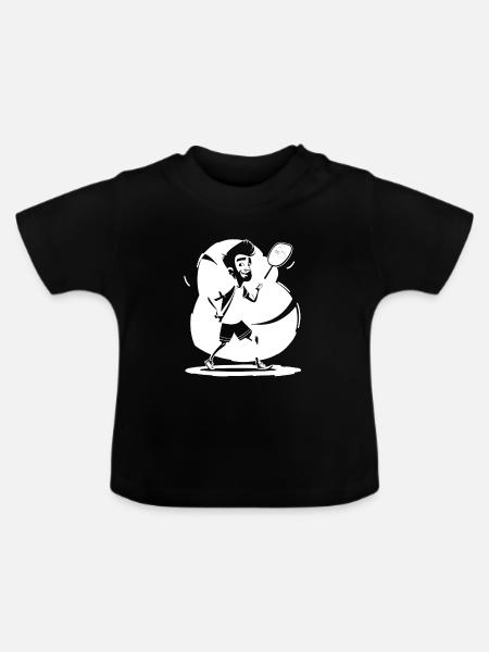 Badmintonspieler Skizze - Baby Bio-T-Shirt mit Rundhals - Schwarz