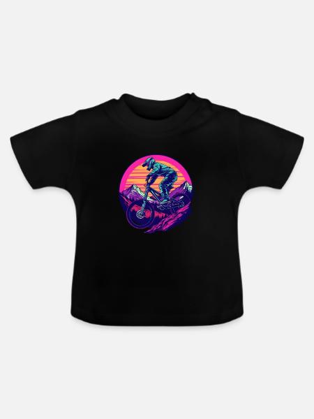 Mountainbiken Vaporwave - Baby Bio-T-Shirt mit Rundhals - Schwarz