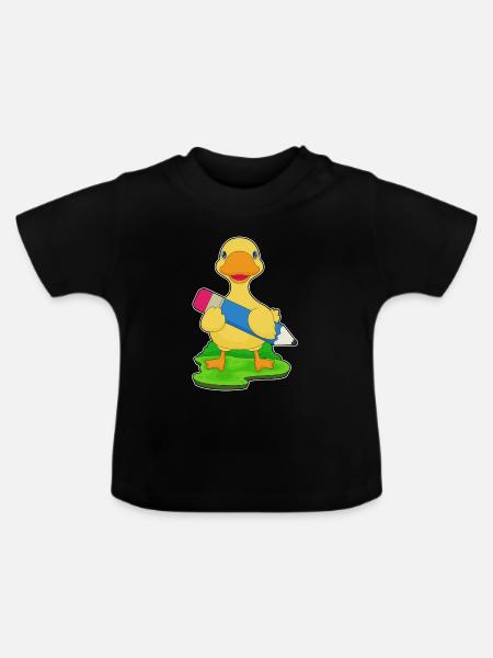 Ente Schüler Bleistift Schule - Baby Bio-T-Shirt mit Rundhals - Schwarz