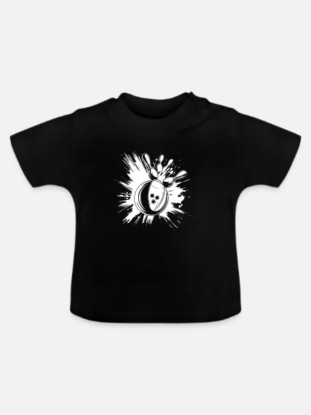 Bowling Strike - Baby Bio-T-Shirt mit Rundhals - Schwarz
