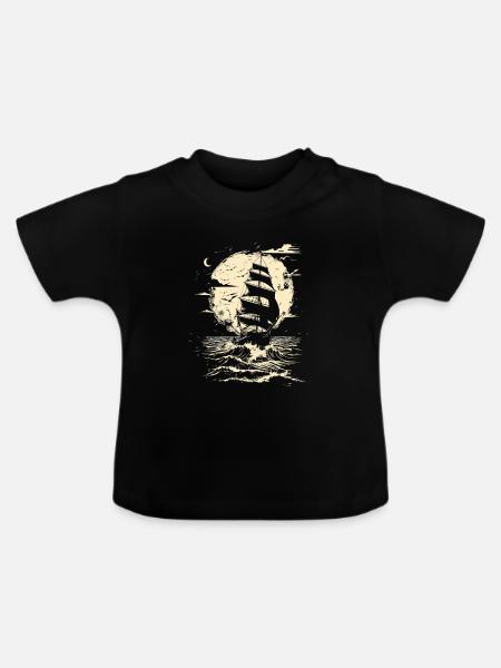 Segeln Zeichnung - Baby Bio-T-Shirt mit Rundhals - Schwarz