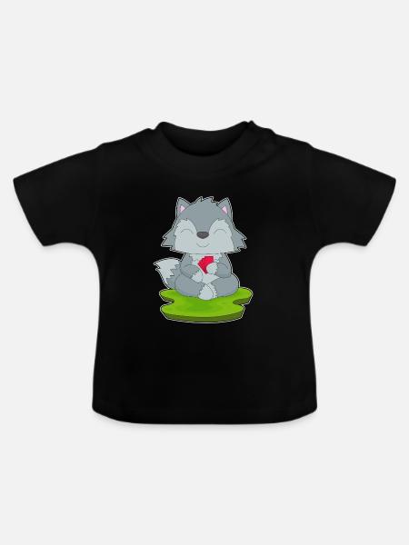 Wolf Poker Pokerkarten - Baby Bio-T-Shirt mit Rundhals - Schwarz
