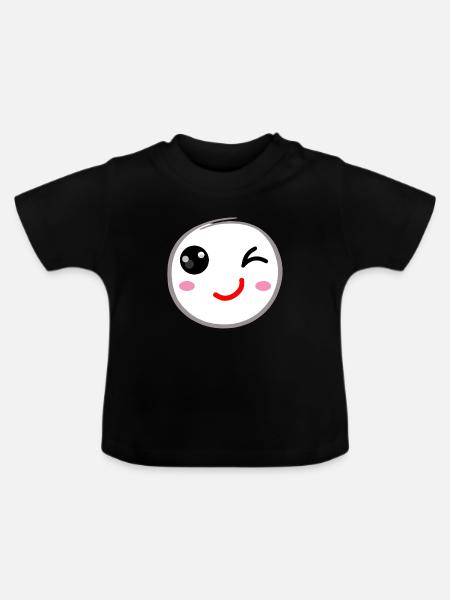 Zwinkerndes Lächeln - Baby Bio-T-Shirt mit Rundhals - Schwarz