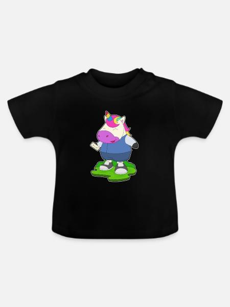 Einhorn Brief - Baby Bio-T-Shirt mit Rundhals - Schwarz