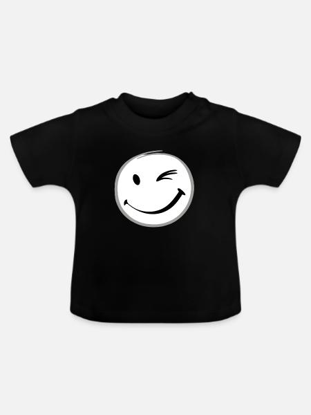 Zwinkerndes Lächeln - Baby Bio-T-Shirt mit Rundhals - Schwarz