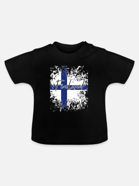 Finnischer Stolz, Flagge Finnlands - Baby Bio-T-Shirt mit Rundhals - Schwarz