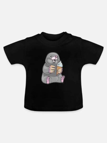 Maulwurf Waffeleis - Baby Bio-T-Shirt mit Rundhals - Schwarz