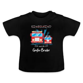 Nachwuchs Verkünden | Ich Werde Großer Bruder 2027 - Baby Bio-T-Shirt mit Rundhals - Schwarz - Vorne