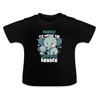 Nachwuchs Verkünden | Ich Werde Großer Bruder 2027 - Baby Bio-T-Shirt mit Rundhals - Schwarz - Vorne