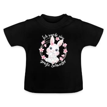 Nachwuchs Verkünden Ich Werde Große Schwester 2027 - Baby Bio-T-Shirt mit Rundhals - Schwarz - Vorne