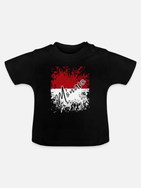 Monegaskische Flagge, ich liebe Monaco - Baby Bio-T-Shirt mit Rundhals - Schwarz