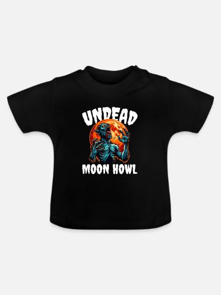 UNTOTE MONDGEHEUL - ZOMBIE HALLOWEEN - Baby Bio-T-Shirt mit Rundhals - Schwarz