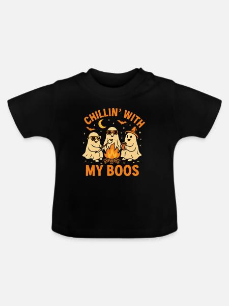 Chillen mit meinen Buhs - Baby Bio-T-Shirt mit Rundhals - Schwarz
