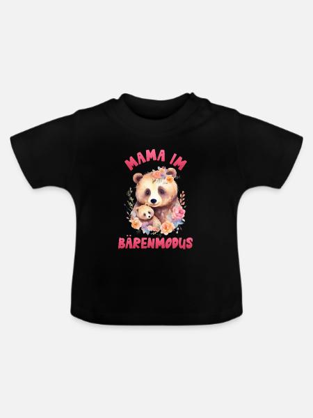 Werdende Mutter MAMA IM BÄRENMODUS Lustig - Baby Bio-T-Shirt mit Rundhals - Schwarz