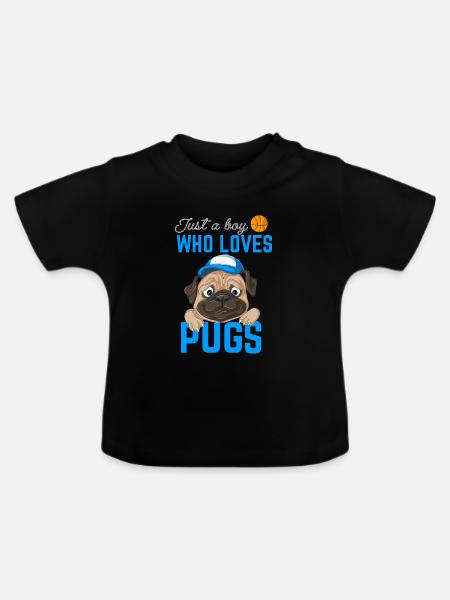 Mops für Jungen - Baby Bio-T-Shirt mit Rundhals - Schwarz