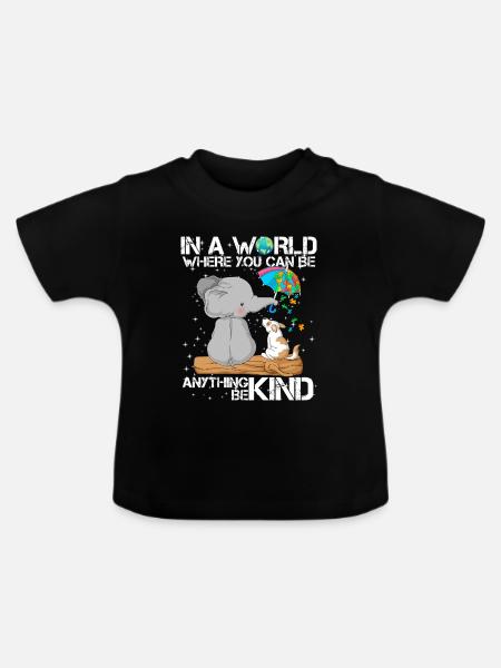 Autismus-Bewusstsein Elefant Hund - Baby Bio-T-Shirt mit Rundhals - Schwarz