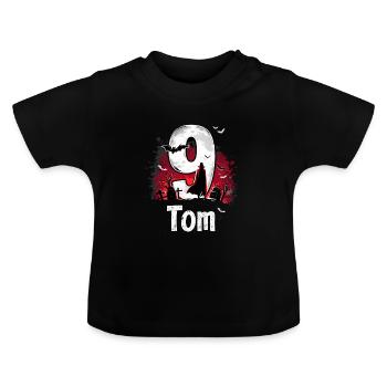 Halloween Scary Ghost Night Design - Baby Organic T-Shirt with Round Neck - black - Front