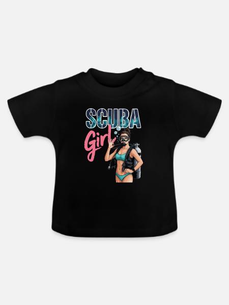 Scuba Girl Tauch-Design - Baby Bio-T-Shirt mit Rundhals - Schwarz