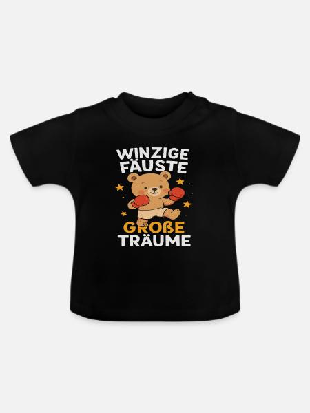 Kuschelbär im Boxring Shirt Motivation - Baby Bio-T-Shirt mit Rundhals - Schwarz
