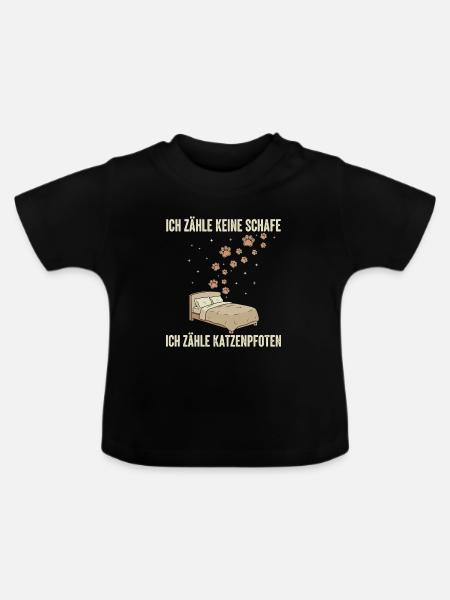 Ich zähle Katzenpfoten Bettdekor - Baby Bio-T-Shirt mit Rundhals - Schwarz