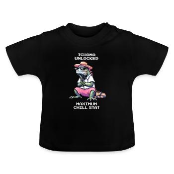 Iguane débloqué | Chill-Stat Max - T-shirt bio col rond Bébé - noir - Devant