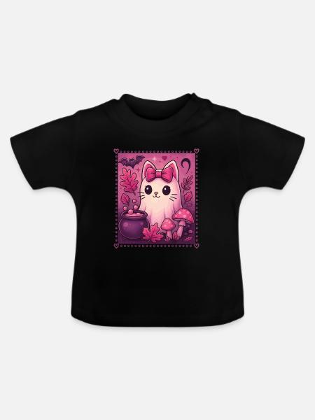 Geister-halloween-gruseliger - Baby Bio-T-Shirt mit Rundhals - Schwarz