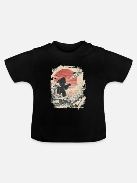 Bigfoot Cryptid Design Fabelwesen Ufo - Baby Bio-T-Shirt mit Rundhals - Schwarz