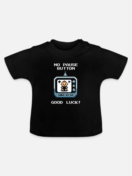 Kein Pause-Knopf | Eltern im Dauermodus - Baby Bio-T-Shirt mit Rundhals - Schwarz