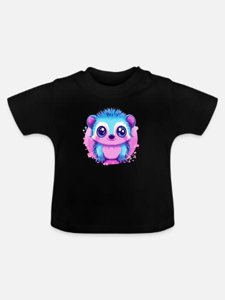 Kunterbuntes Kuschelmonster - Baby Bio-T-Shirt mit Rundhals - Schwarz