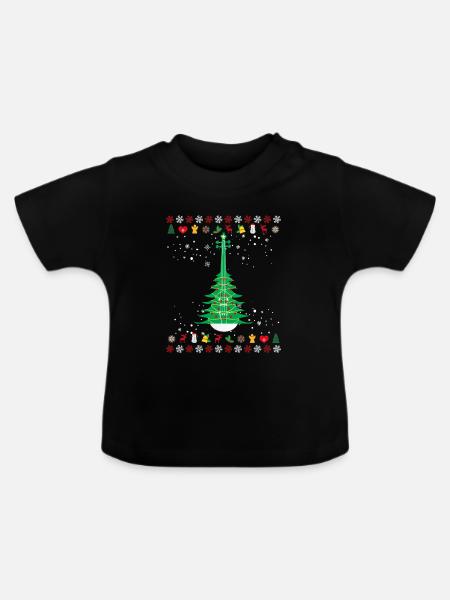 Geige Weihnachtsbaum - Baby Bio-T-Shirt mit Rundhals - Schwarz