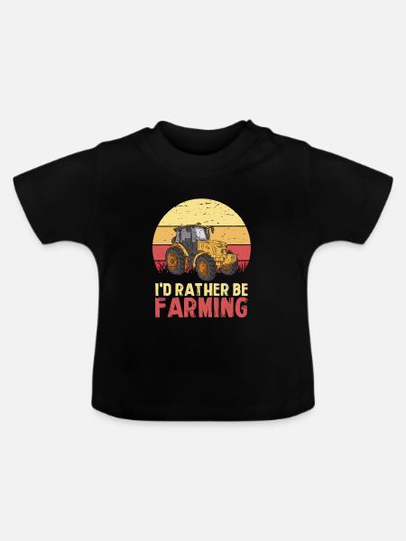 Traktor Sonnenuntergang Landleben - Baby Bio-T-Shirt mit Rundhals - Schwarz