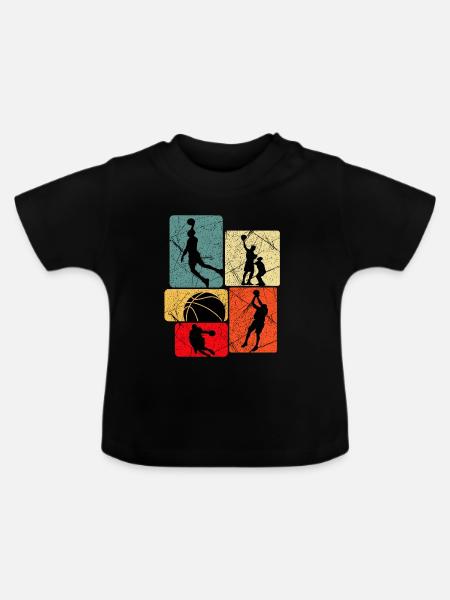 Basketball Silhouette Grid - Baby Bio-T-Shirt mit Rundhals - Schwarz