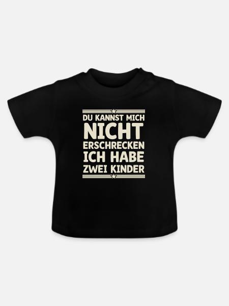 2 Kinder Mutter Mama Vater Papa - Baby Bio-T-Shirt mit Rundhals - Schwarz