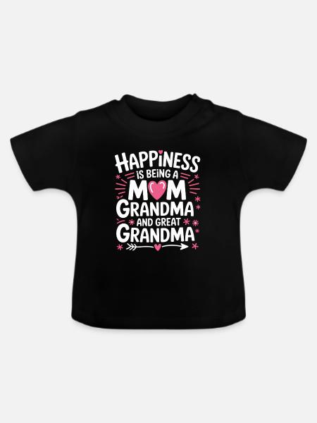 Glück: Mama, Oma und Ur-Oma - Baby Bio-T-Shirt mit Rundhals - Schwarz