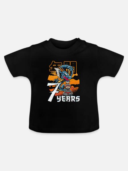 Drachenkampf Zen 7 Jahre - Baby Bio-T-Shirt mit Rundhals - Schwarz